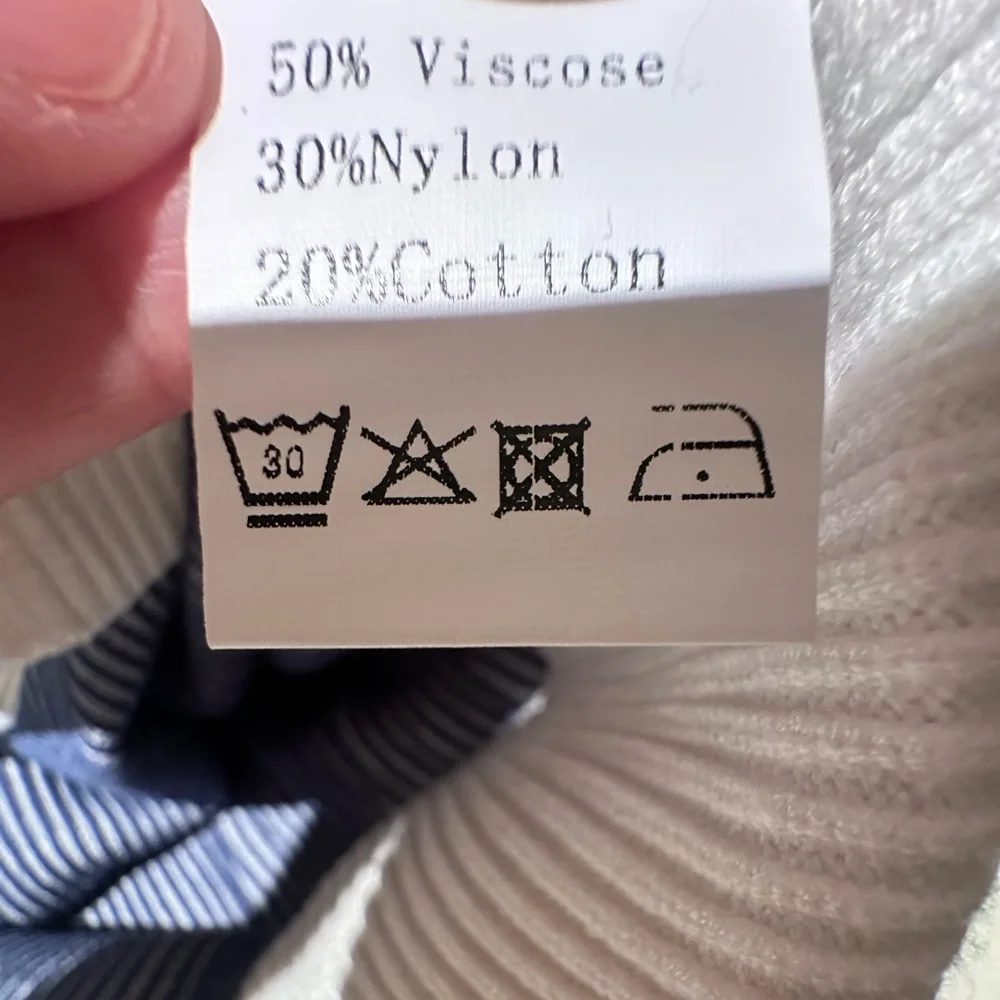 Striped Navy and White Crewneck Sweater by ETCYY oversized long sleeve new - Picture 4 of 7